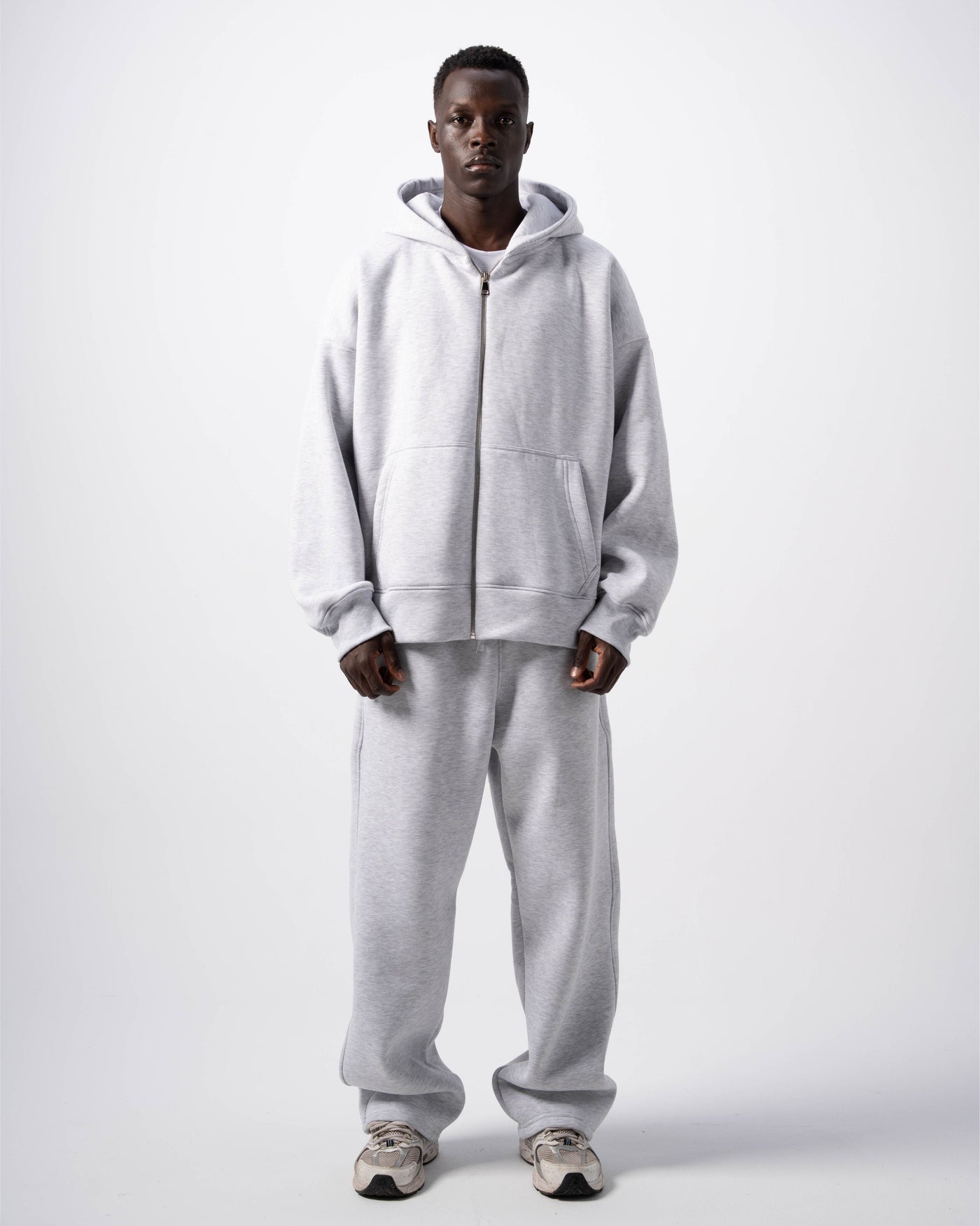 Basic Stone Zip-Up Hoodie