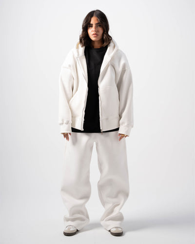 Basic White Zip-Up Hoodie