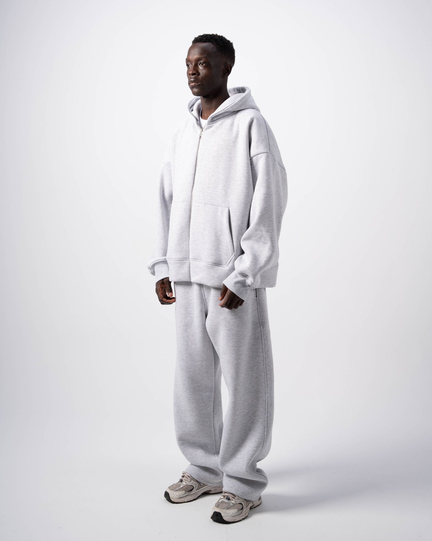 Basic Stone Zip-Up Hoodie