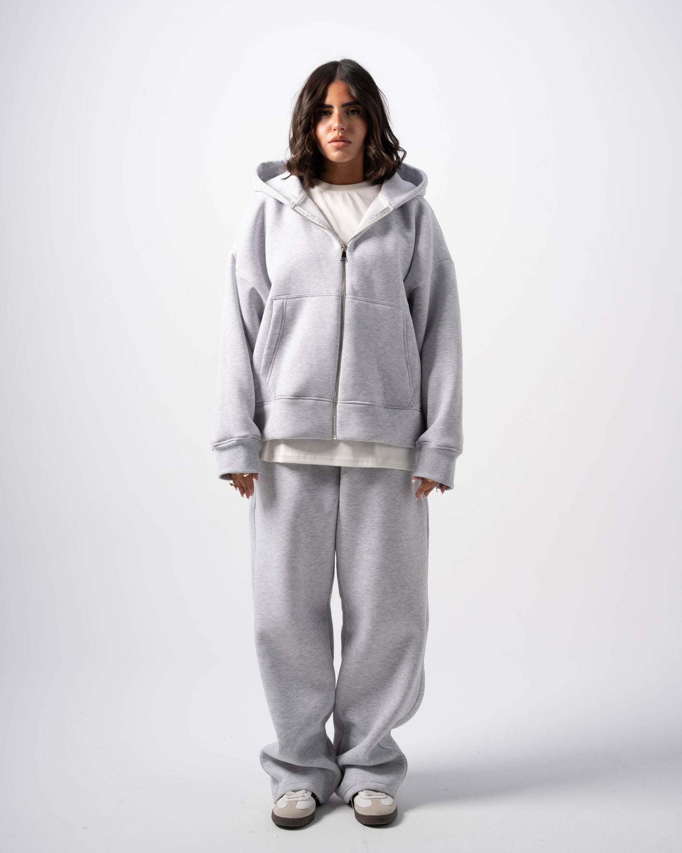 Basic Stone Zip-Up Hoodie