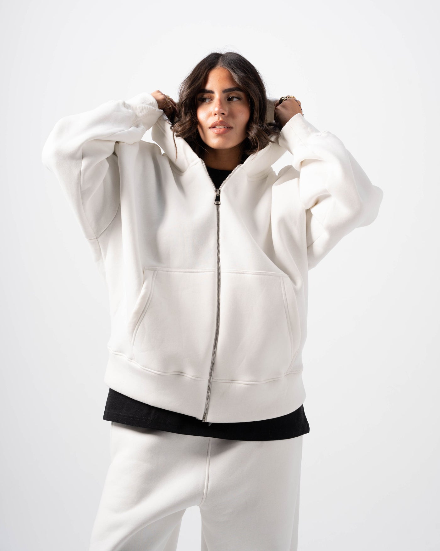Basic White Zip-Up Hoodie