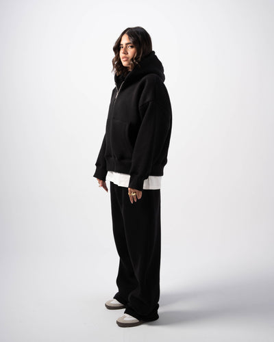 Basic Black Zip-Up Hoodie