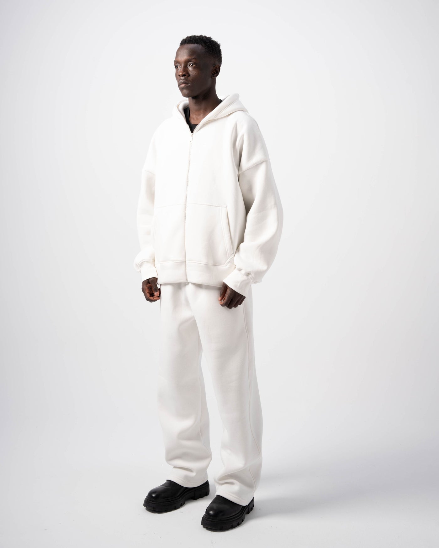 Basic White Zip-Up Hoodie