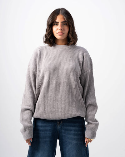 Grey Knitted Sweatshirt