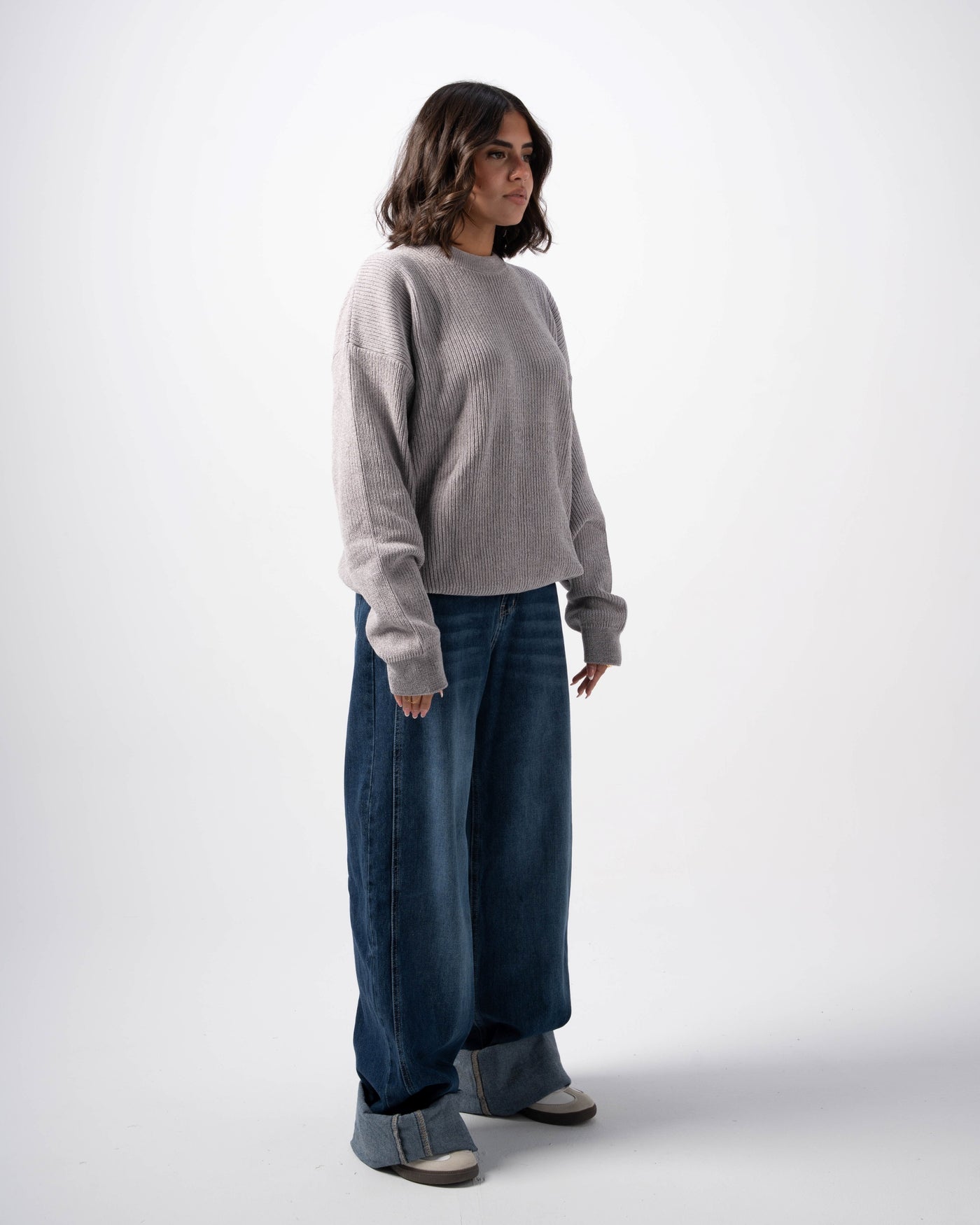 Grey Knitted Sweatshirt