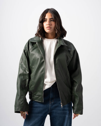 V5 Leather Jacket - Forest Green