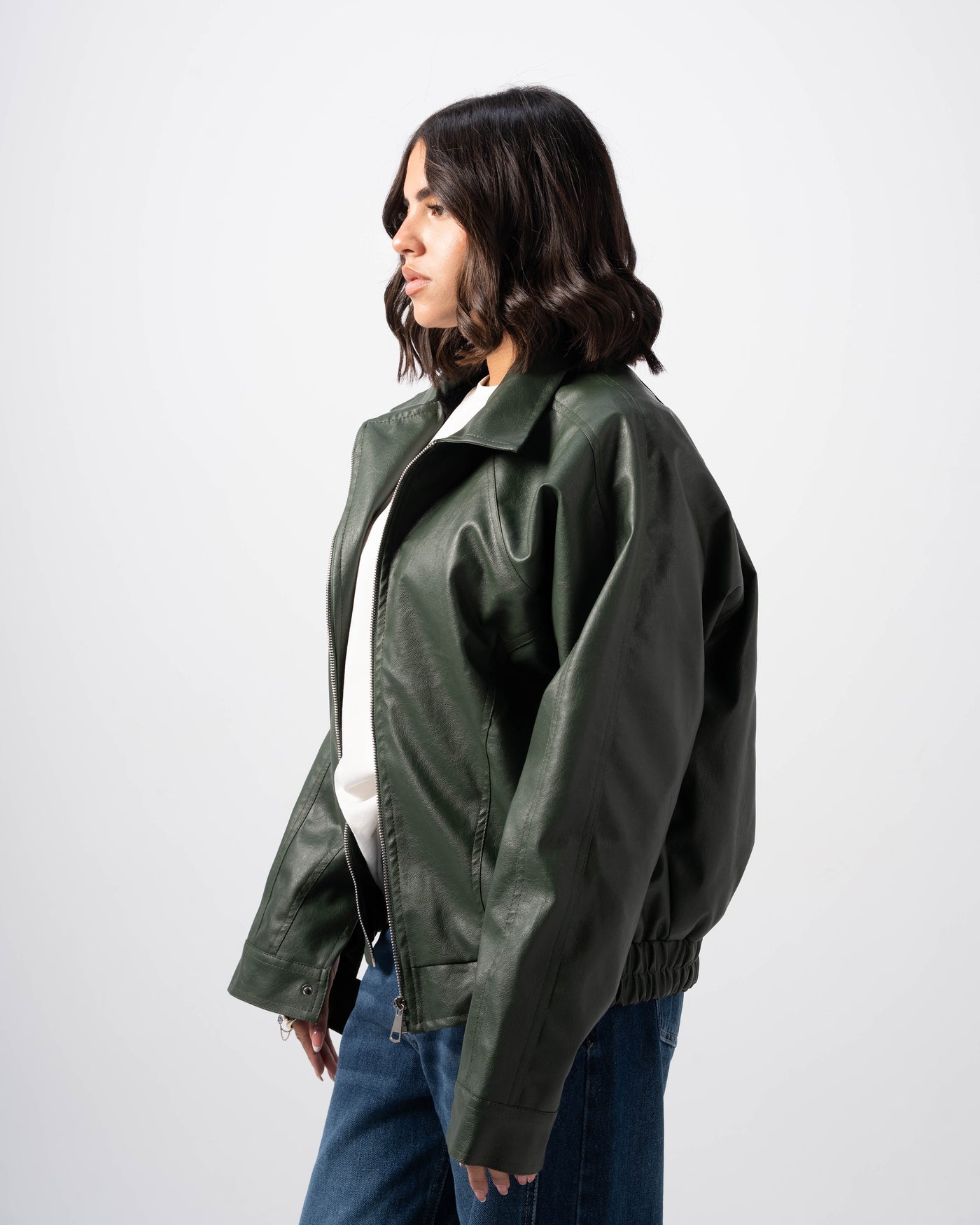 V5 Leather Jacket - Forest Green