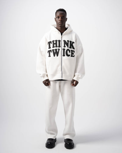 Think Twice Zip Up  - White