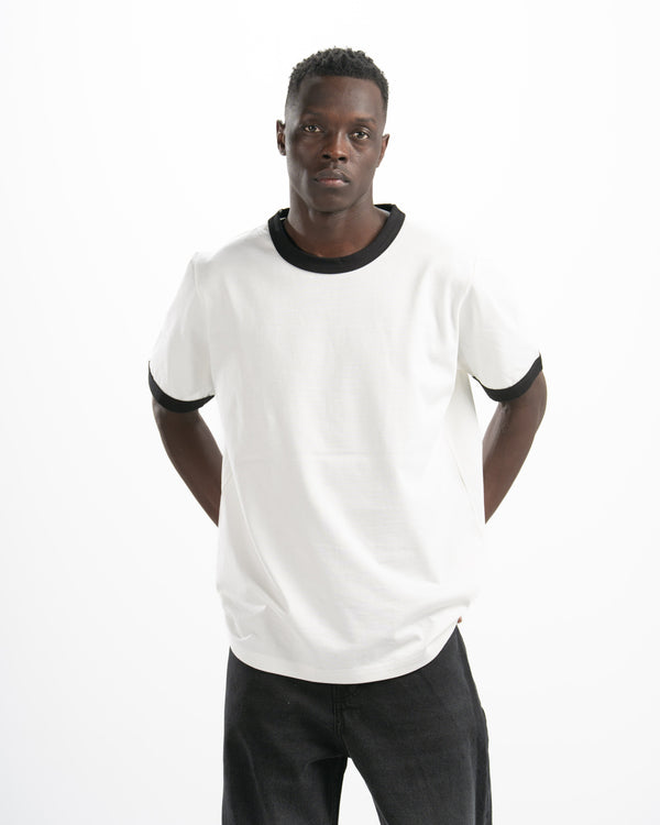White Ringer Tee — Black